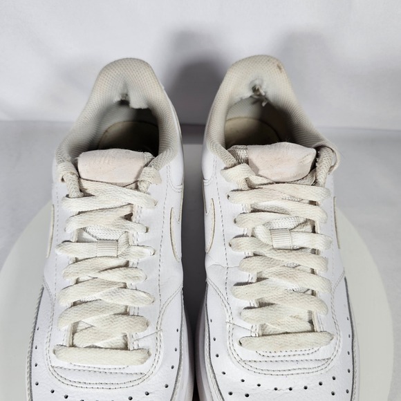 Nike Court Vision Low Platform Womens 9.5 White Leather Sneakers Shoes - Picture 7 of 8